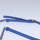 Salvatore Ferragamo Vala Chain Shoulder Bag Leather Blue Gold Auth 106166-8