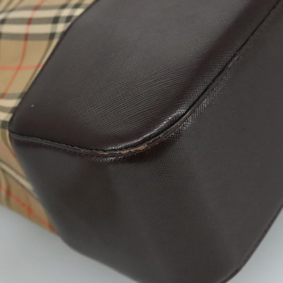 BURBERRY Nova Check Shoulder Bag Canvas Beige Auth 106188