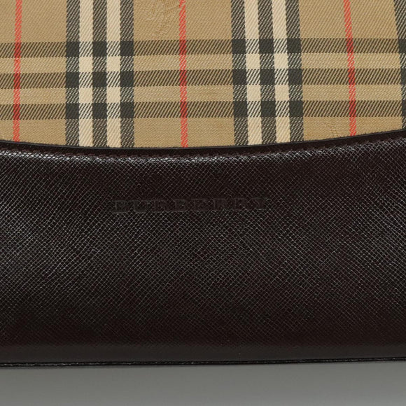 BURBERRY Nova Check Shoulder Bag Canvas Beige Auth 106188