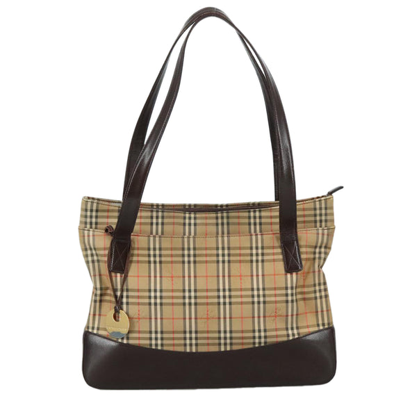 BURBERRY Nova Check Shoulder Bag Canvas Beige Auth 106188