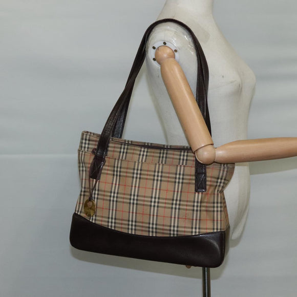 BURBERRY Nova Check Shoulder Bag Canvas Beige Auth 106188