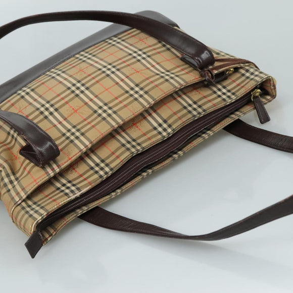 BURBERRY Nova Check Shoulder Bag Canvas Beige Auth 106188