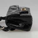 CHANEL Pouch Patent leather Black CC Auth 106201V-3