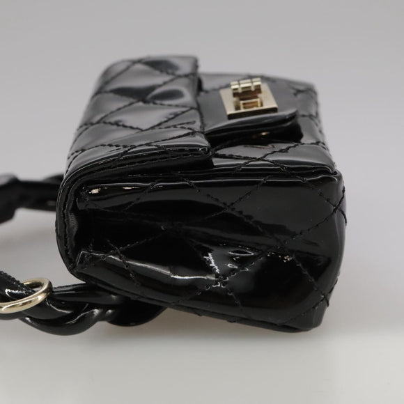 CHANEL Pouch Patent leather Black CC Auth 106201V