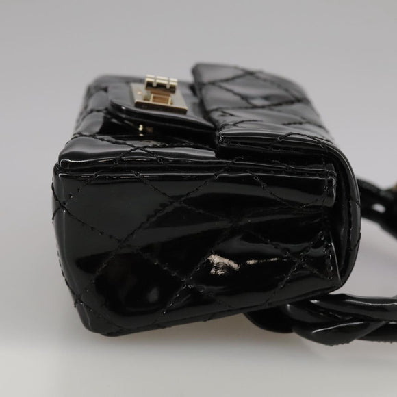 CHANEL Pouch Patent leather Black CC Auth 106201V
