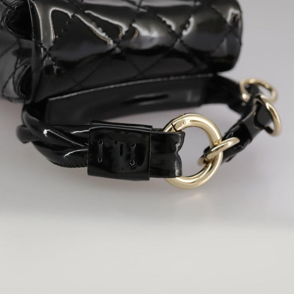 CHANEL Pouch Patent leather Black CC Auth 106201V