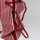 CHANEL Chain Tote Bag Nylon White Red CC Auth 106203-18