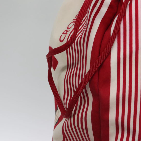 CHANEL Chain Tote Bag Nylon White Red CC Auth 106203