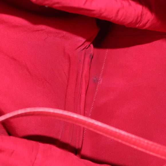 CHANEL Chain Tote Bag Nylon White Red CC Auth 106203