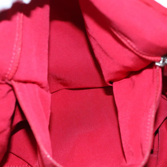 CHANEL Chain Tote Bag Nylon White Red CC Auth 106203