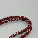 CHANEL Chain Tote Bag Nylon White Red CC Auth 106203-8