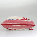 CHANEL Chain Tote Bag Nylon White Red CC Auth 106203-5