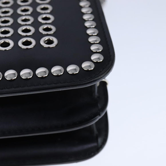 BURBERRY Chain Shoulder Bag Leather Black Auth 106254V