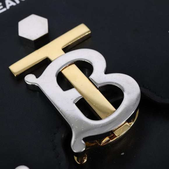 BURBERRY Chain Shoulder Bag Leather Black Auth 106254V