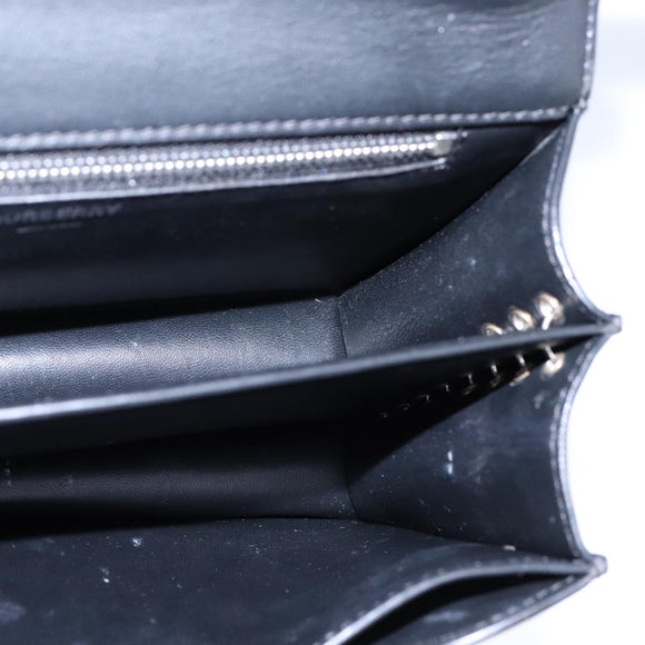 BURBERRY Chain Shoulder Bag Leather Black Auth 106254V