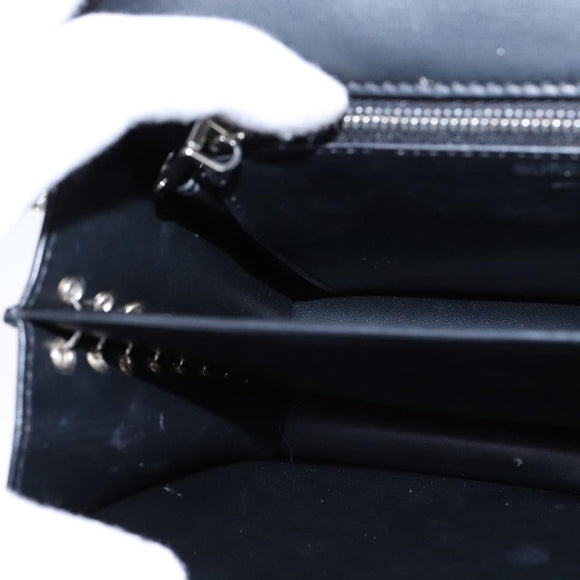 BURBERRY Chain Shoulder Bag Leather Black Auth 106254V