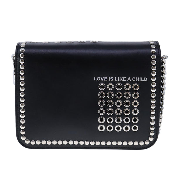 BURBERRY Chain Shoulder Bag Leather Black Auth 106254V