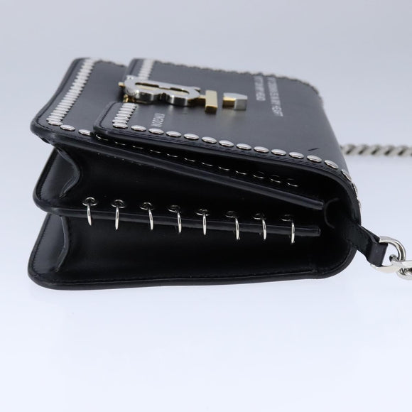 BURBERRY Chain Shoulder Bag Leather Black Auth 106254V