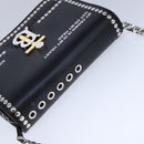 BURBERRY Chain Shoulder Bag Leather Black Auth 106254V-6