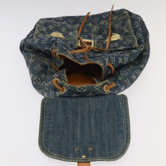 LOUIS VUITTON Monogram Denim Sac A DosGM Backpack Blue M95056 LV Auth 106296AV