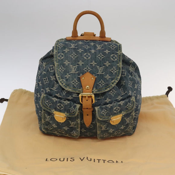 LOUIS VUITTON Monogram Denim Sac A DosGM Backpack Blue M95056 LV Auth 106296AV