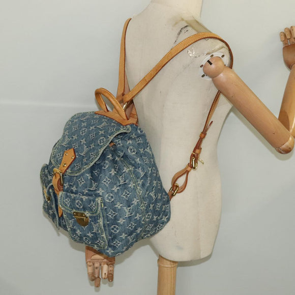 LOUIS VUITTON Monogram Denim Sac A DosGM Backpack Blue M95056 LV Auth 106296AV