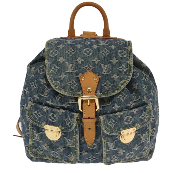 LOUIS VUITTON Monogram Denim Sac A DosGM Backpack Blue M95056 LV Auth 106296AV