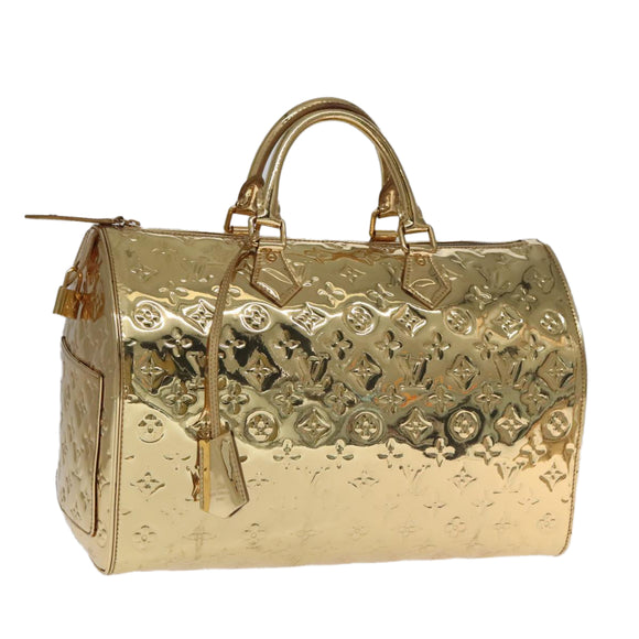 LOUIS VUITTON Monogram Miroir Speedy 35 Hand Bag Gold M95785 LV Auth 106299SM