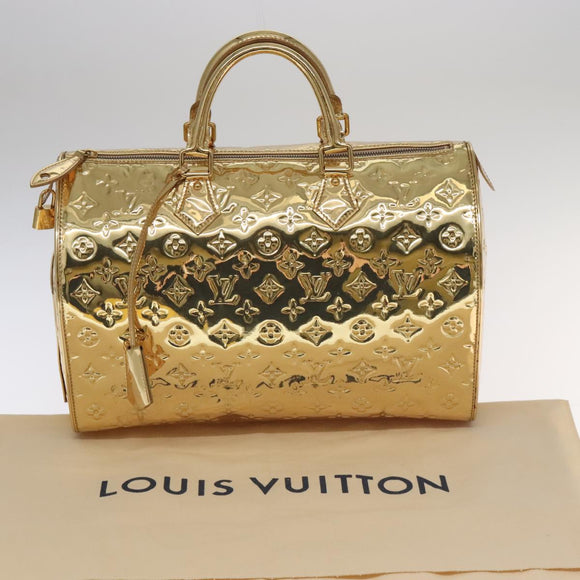 LOUIS VUITTON Monogram Miroir Speedy 35 Hand Bag Gold M95785 LV Auth 106299SM