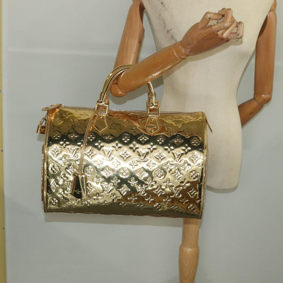 LOUIS VUITTON Monogram Miroir Speedy 35 Hand Bag Gold M95785 LV Auth 106299SM