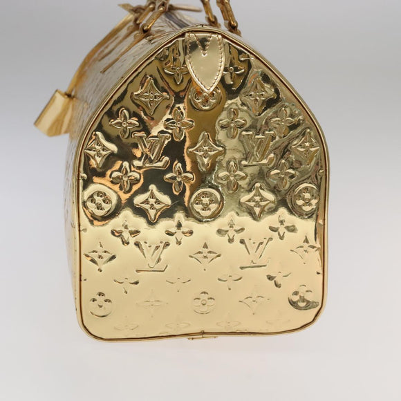 LOUIS VUITTON Monogram Miroir Speedy 35 Hand Bag Gold M95785 LV Auth 106299SM