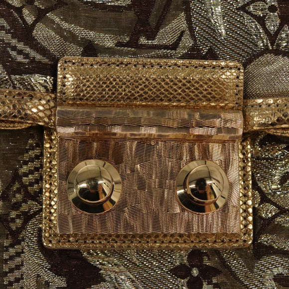 LOUIS VUITTON Monogram Brocade Tari Clutch Bag Gold M93142 LV Auth 106316S