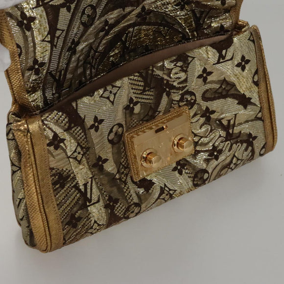 LOUIS VUITTON Monogram Brocade Tari Clutch Bag Gold M93142 LV Auth 106316S