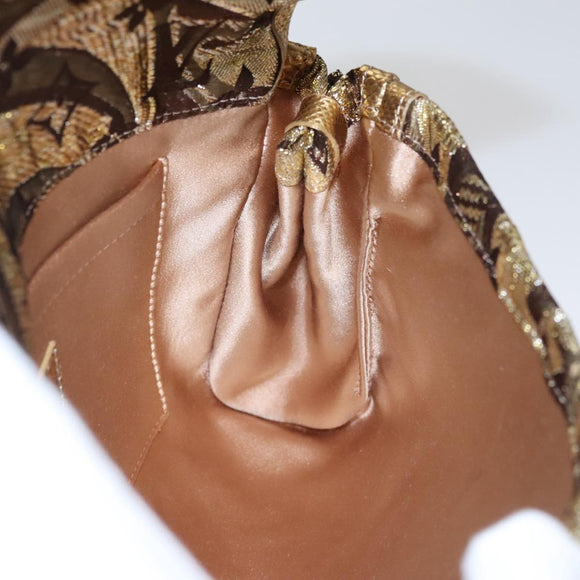 LOUIS VUITTON Monogram Brocade Tari Clutch Bag Gold M93142 LV Auth 106316S