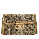LOUIS VUITTON Monogram Brocade Tari Clutch Bag Gold M93142 LV Auth 106316S-13