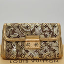 LOUIS VUITTON Monogram Brocade Tari Clutch Bag Gold M93142 LV Auth 106316S-12