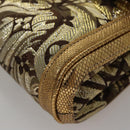 LOUIS VUITTON Monogram Brocade Tari Clutch Bag Gold M93142 LV Auth 106316S-14