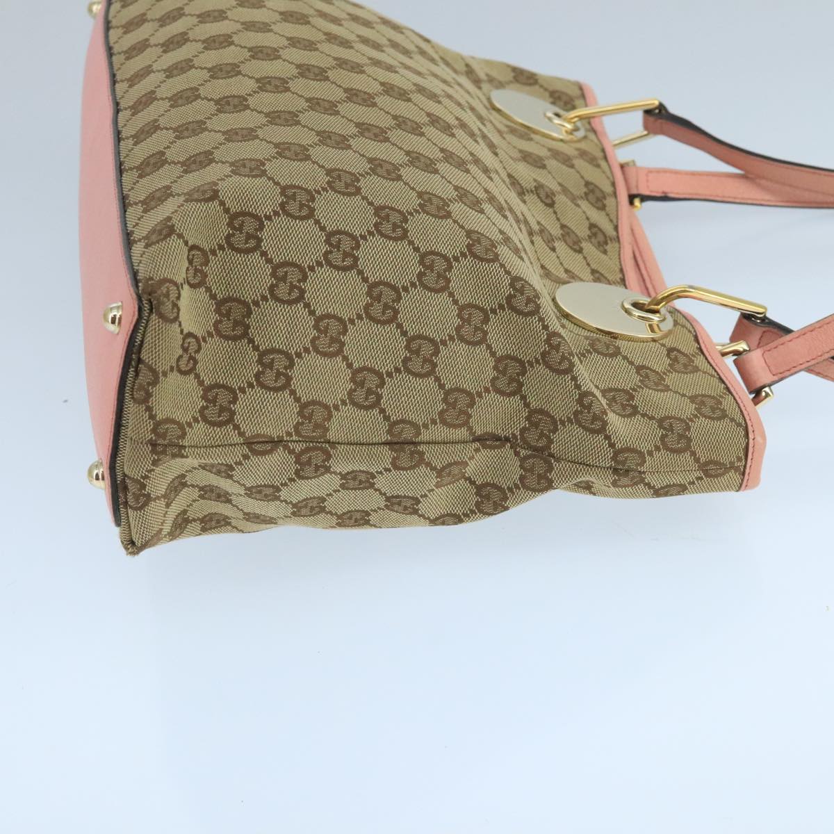 GUCCI GG Canvas Tote Bag Beige Pink Gold 120837 Auth 106334