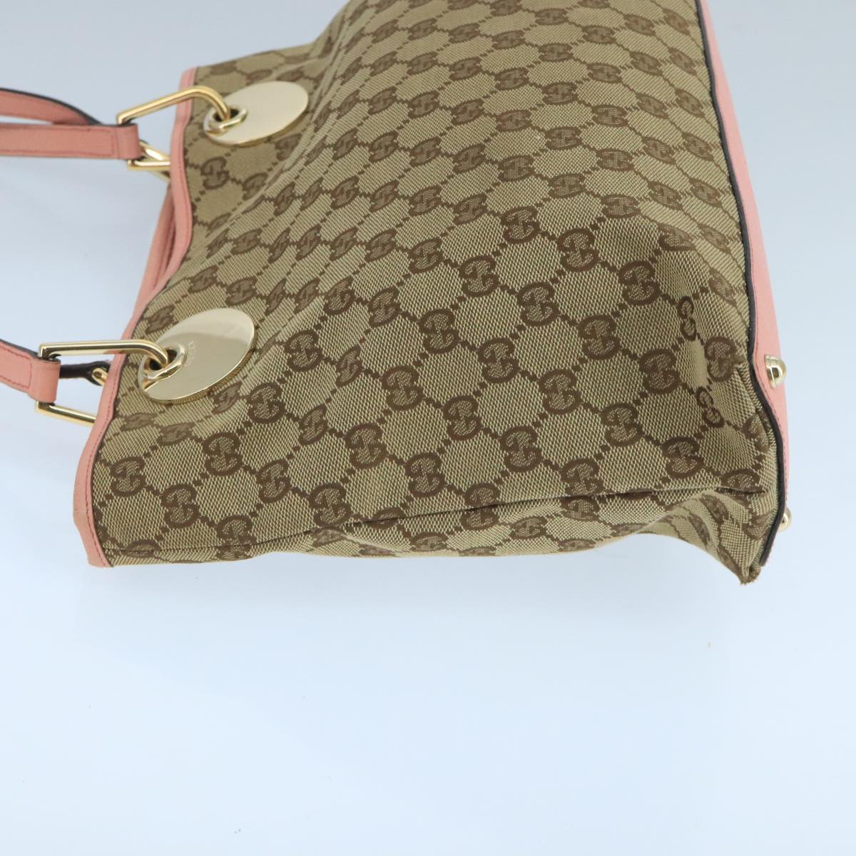 GUCCI GG Canvas Tote Bag Beige Pink Gold 120837 Auth 106334