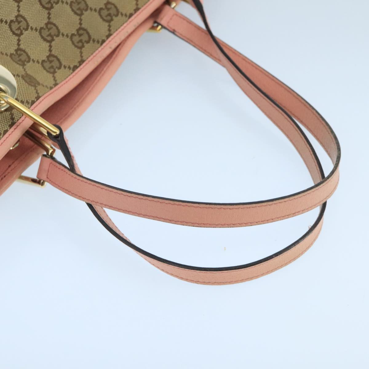 GUCCI GG Canvas Tote Bag Beige Pink Gold 120837 Auth 106334