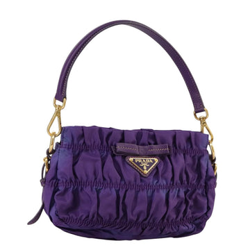 PRADA Accessory Pouch Nylon Purple Gold Auth 106340