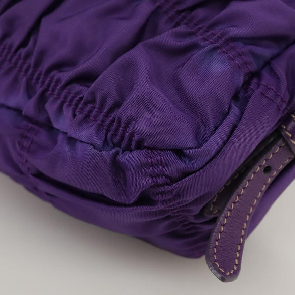 PRADA Accessory Pouch Nylon Purple Gold Auth 106340