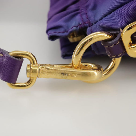 PRADA Accessory Pouch Nylon Purple Gold Auth 106340