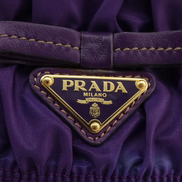 PRADA Accessory Pouch Nylon Purple Gold Auth 106340