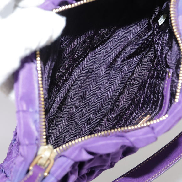 PRADA Accessory Pouch Nylon Purple Gold Auth 106340