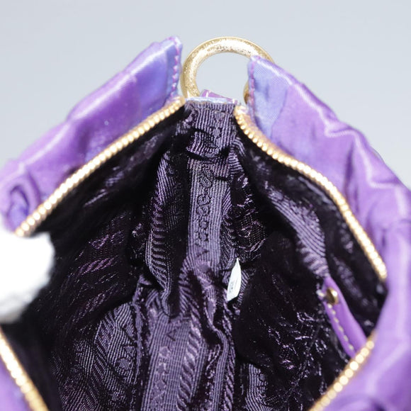 PRADA Accessory Pouch Nylon Purple Gold Auth 106340