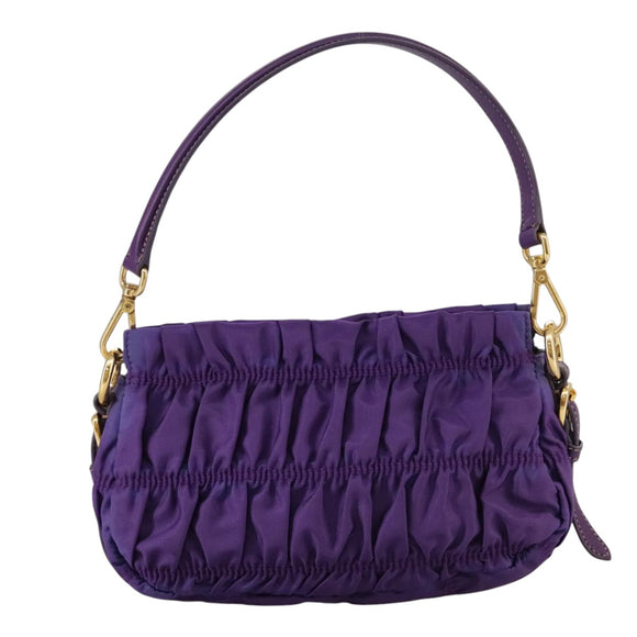 PRADA Accessory Pouch Nylon Purple Gold Auth 106340