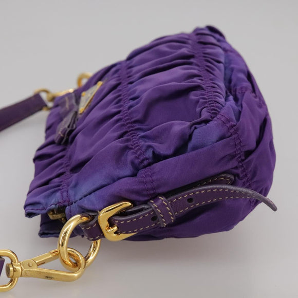 PRADA Accessory Pouch Nylon Purple Gold Auth 106340