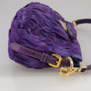 PRADA Accessory Pouch Nylon Purple Gold Auth 106340-4
