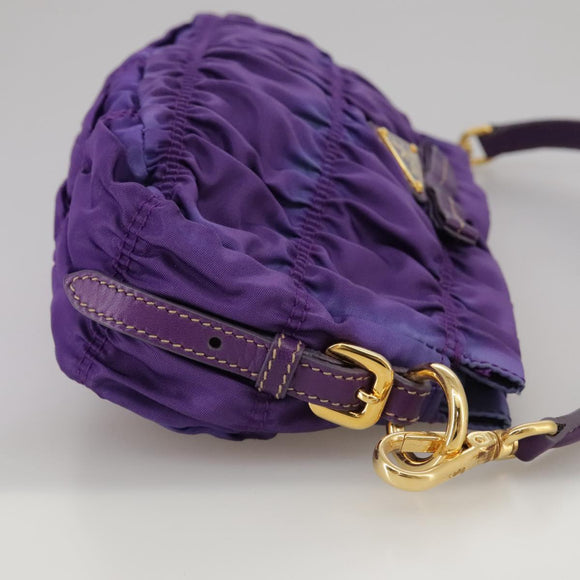 PRADA Accessory Pouch Nylon Purple Gold Auth 106340